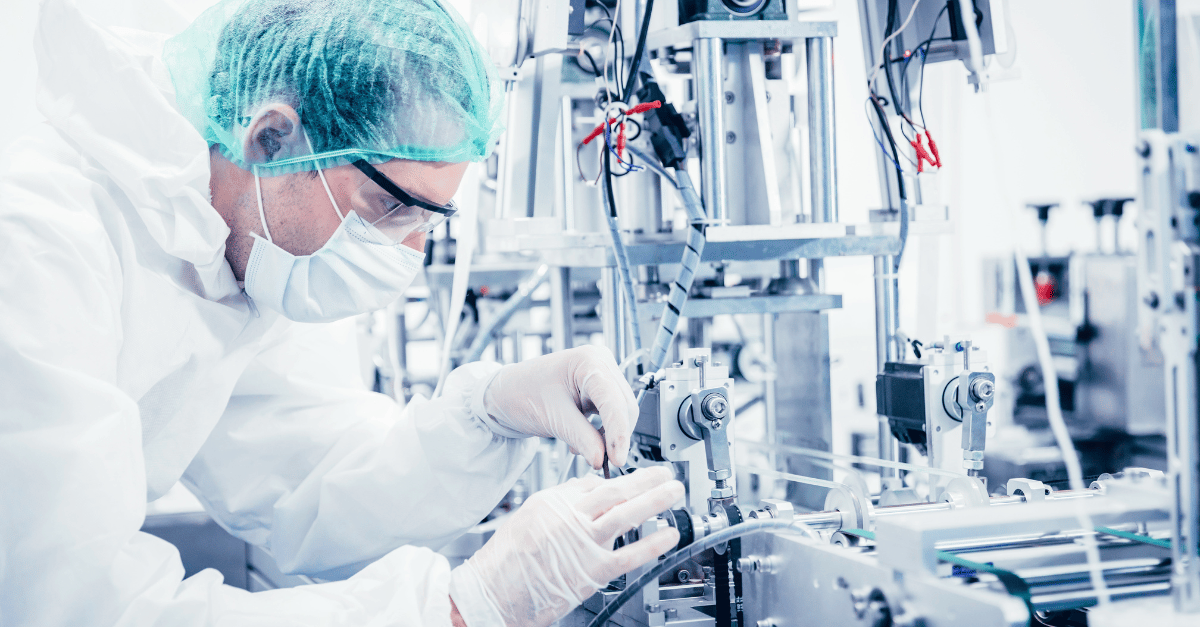 medical device engineer working on equipment